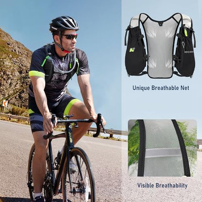 Waterproof Running Vest, 5.5L Breathable Running Hydration Vest with 1.5L Water Bladder, Water Vest for Hiking, Trail Marathon Race, Ideal for Women and Men - color: Black