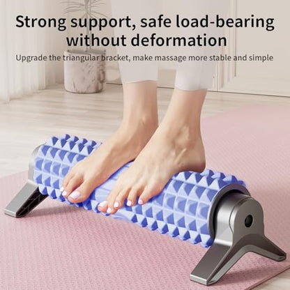 New Upgrade Bracket Foam Roller with Stand for Back Leg Pain, 21 Inch Firm Deep Tissue Muscle Massager for Sore Muscles (Blue) - color: Blue