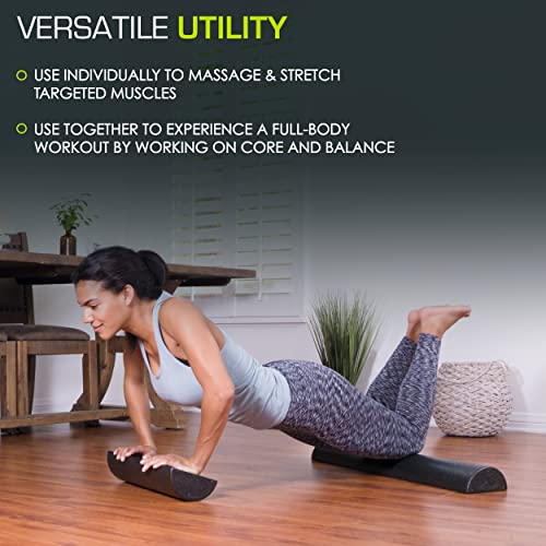 ProsourceFit High Density Foam Rollers - inches long. Firm Full Body Athletic Massager for Back Stretching, Yoga, Pilates, Post Workout Trigger Point Release - color: Black