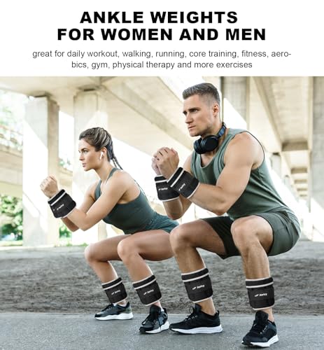Adjustable Ankle Weights for Women Men 1 2 4 5 6 8 10 LBS 1 Pair Leg Weights Wrist Hand Arm Weights with Removable Weight Strength Training Weight for Walking Running Gym Fitness Physical Therapy