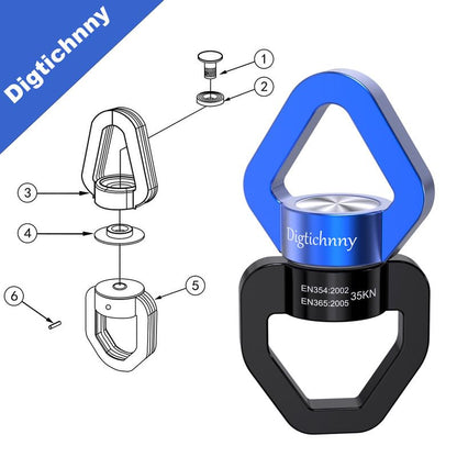 Swing Swivel Hanger, Aluminium Alloy 35KN Swing Spinner, Swivel Hooks for Children's Swing,Aerial Yoga,Web Tree Swing,Hanging Hammock Indoor Outdoor(Black-Blue with 2 Carabiners) - style: Black Blue-1 Pack with 2 Carabiners