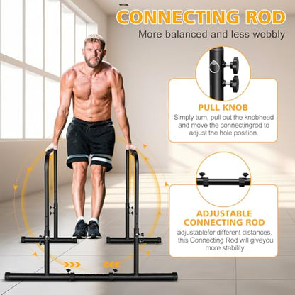 Adjustable Dip Bar Portable Functional Dip Stand Station Exercise Heavy Duty Parallel Bars Workout Equipment for Strength Training