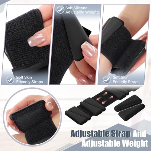 Vinsot Wrist Ankle Weights Set of 2, 4 Lbs, Adjustable Silicone Workout Weights for Women and Men, Wearable Leg Arm Weighted Bracelet for Home Workout Gym Yoga Pilates Swimming Cardio(Black)