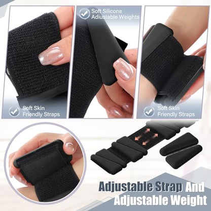 Vinsot Wrist Ankle Weights Set of 2, 4 Lbs, Adjustable Silicone Workout Weights for Women and Men, Wearable Leg Arm Weighted Bracelet for Home Workout Gym Yoga Pilates Swimming Cardio(Black)