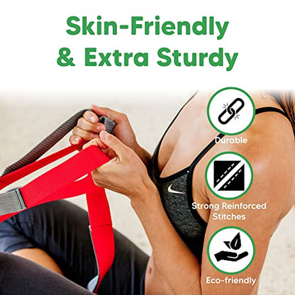 Stretching Strap for Yoga, Flexibility, Rehabilitation - 2 Free Exercise Ebooks - Get Flexible with 12-Loop Stretch Band for Rehab, Recommended by Physical Therapists and Trainers