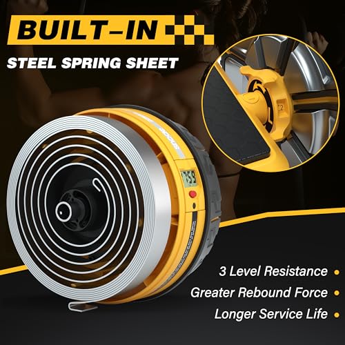 SNODE Ab Roller Wheel with Elbow Support, 3 Levels Resist, Dual Mode, Ab Wheel for Core Workout, Automatic Rebound Sytem,Spring Steel Sheet