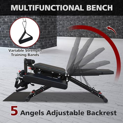 Folding Workout Bench Adjustable Strength Training Chair for Home Gym Full Body Exercise with 660LBS Capacity Fast Fold Design