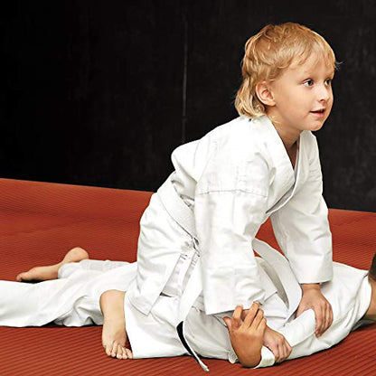 We Sell Mats 3/4 Inch Thick Martial Arts EVA Foam Exercise Mat, Tatami Pattern, Interlocking Floor Tiles for Home Gym, MMA, Anti-Fatigue Mats, 24 in x 24 in - color: Red, style: 24 Square Feet (6 Tiles)