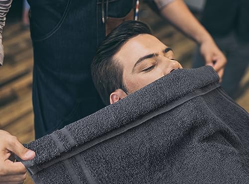 Utopia Towels Cotton Bleach Proof Salon Towel 16 by 27 inches, Bleach Safe 100% Cotton Hand Towel for Gym, 12 Pack, Dark Grey - color: Dark Grey, size: 12 Pack