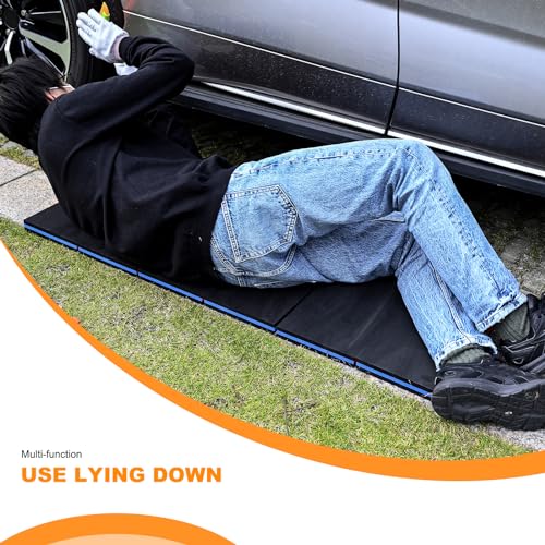 FOSHIO Foldable EVA Mat with Carrying Handles - Thick Kneeling Mat for Mechanics, Garage, Picnicking, Gardening, Camping, Home Gym - color: Blue
