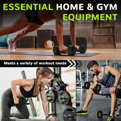 Fitvids Rubber Encased Exercise & Fitness Hex Dumbbell, Hand Weights with Anti-Slip Metal Handle for Home Gym, Multiple Sizes - style: 45LB Single