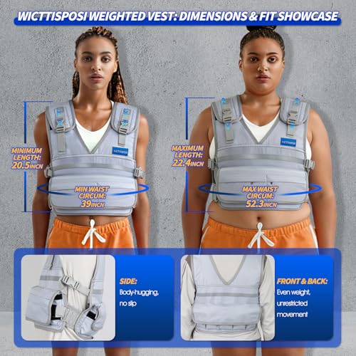 Adjustable Weighted Vest for Women Men (3.3-11.3 LBS), Custom Weight Intensity for All Exercises, Snug Fit & Stable, Washable Breathable Weight Vest for Walking Running Fitness Gym Training(Gray)