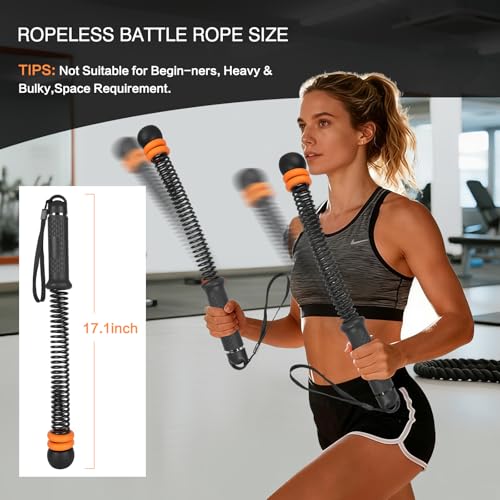 Ropeless Battle Ropes - Quiet Silicone End Caps Speed Rope, Adjustable 2-5LBS Resistance Training, Portable Home Gym Equipment for Cardio Boxing Workout (No Floor Noise, Apartment Friendly)