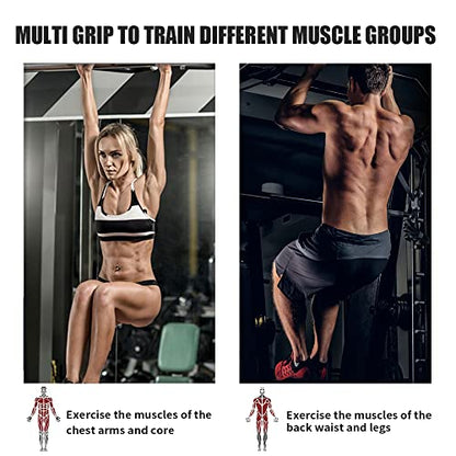 ptlsy Wall Mounted Pull Up Bar Multifunctional with Multi-grip Chin Up Bar Heavy Duty Dip Station for Home Gym Indoor Workout, Fitness Equipment, Dip Stand Supports to 440 Lbs