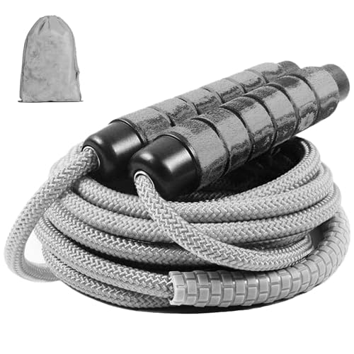 Weighted Jump Rope Nylon Adjustable - Tangle-Free Jump Rope for Women, Men, Kids, and Adults with Foam Handle, Rapid Speed with Ball Bearings, 360° Rotation Jumprope for Exercise, Fitness and Training - color: Gray