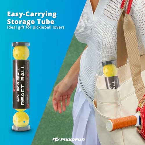 PIKKOFUN React Mini Pickleball Balls - 5 Pack Quiet Training Balls for Improve Hand Speed, Paddle Control and Accuracy - color: Yellow