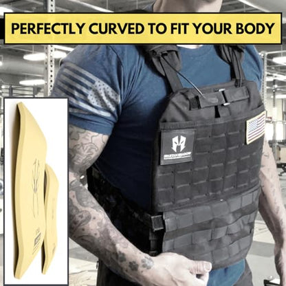 Weighted Vest Men 20lbs with weights : Curved Weight Vest Plates Pair Included - 20 Pounds workout vest with phone pocket. 20lb Weighted Vest for Men and Women with adjustable weights - Chaleco con peso para entrenar- Murph Vest, Wods, Training, Running,