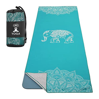 MoKo Yoga Towel for Hot Yoga Mat, Non-Slip Quick-Dry, 74.4 x 27.4 in - color: Lake Blue