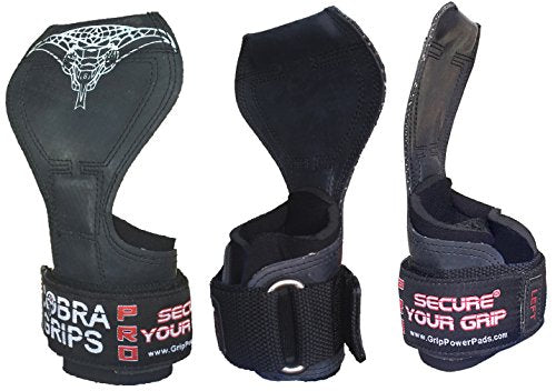 Cobra Grips Weight Lifting Gloves with Adjustable Neoprene Padded Wrist Wraps - Heavy Duty Alternative to Power Lifting Hooks for Deadlifts - color: A PRO Black Rubber, size: 5.5 - 8.75"