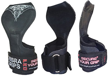 Cobra Grips Weight Lifting Gloves with Adjustable Neoprene Padded Wrist Wraps - Heavy Duty Alternative to Power Lifting Hooks for Deadlifts - color: A PRO Black Rubber, size: 5.5 - 8.75"
