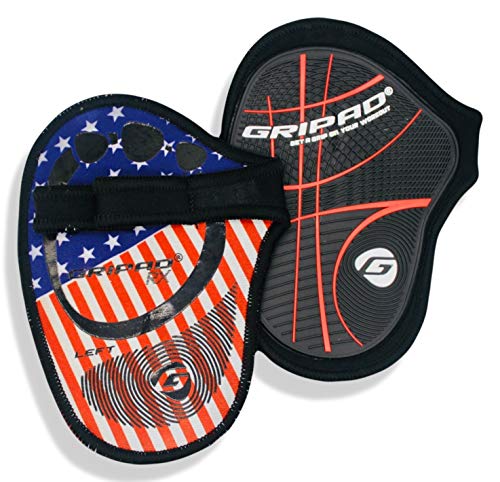 Gripad RX Lifting Grips | The Most Durable Grip Pads Yet | The Alternative to Weight Lifting Gloves, Gym Workouts, WOD, Weightlifting | Neoprene Hand Grips | Flexible Rubber Palm - color: American Flag