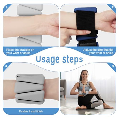 Wrist Weights Set of 2(2Lbs Each), Adjustable Silicone Workout Weights for Women and Men, Wearable Ankle/Wrist Weights Suitable for Yoga, Dance, Pilates, Pool Exercises and Jogging - color: Grey 4lb