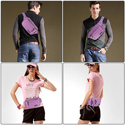 CXWMZY Fanny Packs For Women & Men Waist Pack Hip Bum Bag with Multi-Pockets Large Capacity Waterproof Casual Bum Bag for Disney Traveling Casual Cycling Running Hiking - color: Purple_3