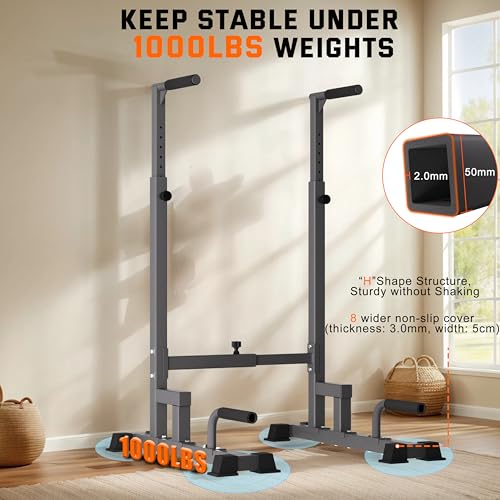 Dip Bar Attachment for 2"x2" Squat Rack, Heavy Duty Power Rack Attachment with 5/8" or 1" Hole - color: Black