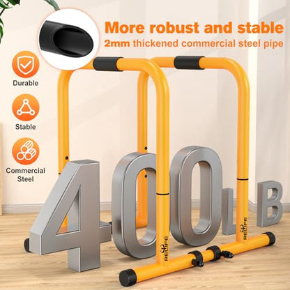 RELIFE REBUILD YOUR LIFE Dip Bar for Home Gym Training 400LBS Parallel Bars - color: Yellow
