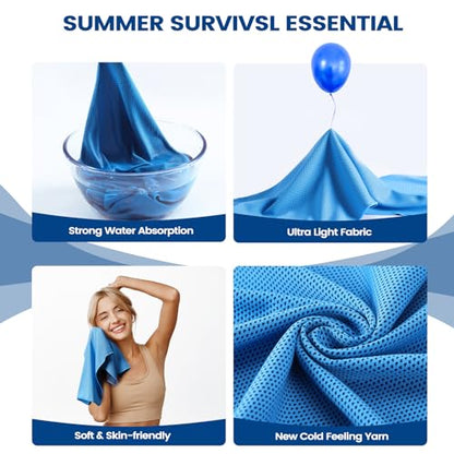 Cooling Towels for Women Men, Breathable Cooling Towels for Neck and Face, Workout Towel for Hot Weather, Sweat Towel for Gym Yoga, Camping, Fitness, Running, Traveling, 6 Pack 40"x12"