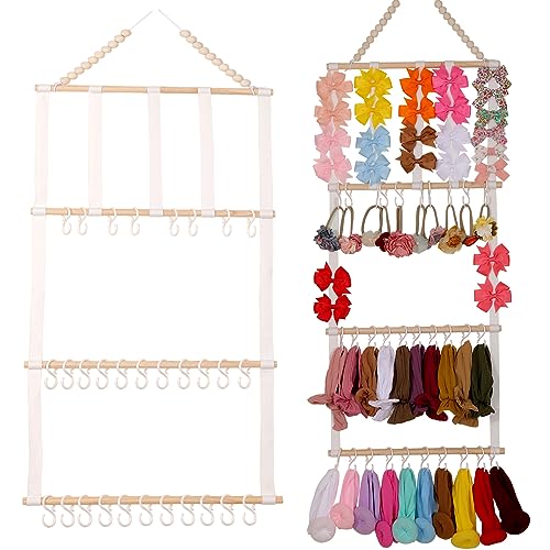 Headband Holder for Girls Baby Headband Organizer Head Bands Hair Accessories Display Organizer Wall Hanging Decor for Nursery Toddler Girl Room - color: White-01