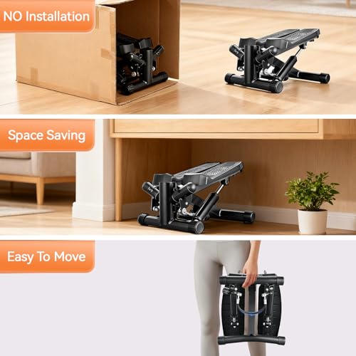 Steppers for Exercise at Home, Mini Stepper with Resistance Bands for Full Body Workout, Portable Stair Stepper for Home, Smooth and Quiet, Stepper Machine with LCD Monitor - size: Twist Stepper