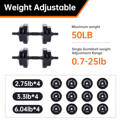 Nice C Weights, Dumbbell Set, Kettlebells, Adjustable Dumbbells, Barbell Weight Set, 20-40-50-70LB 3-in-1 set, Non-Slip, All-purpose