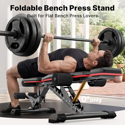YOLEO 1100LB Adjustable Weight Bench with Bench Press Stand, Foldable Workout Bench with Extended Head/Elbow Pad(for Users up to 7')