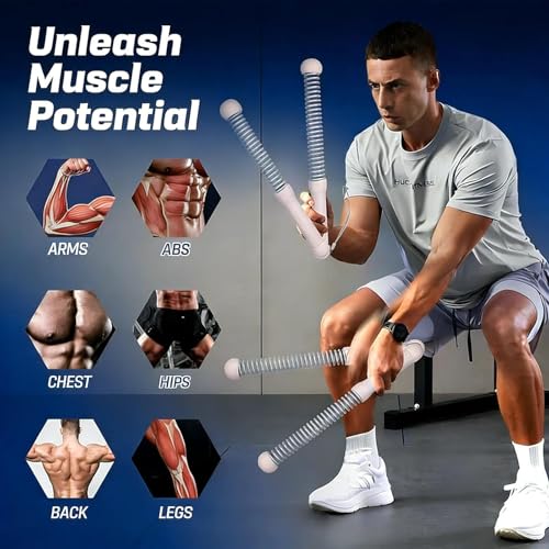 Adjustable Ropeless Battle Ropes for Home Gym -3Lbs - Portable Cordless Battle Ropes with Storage Bag, Battle Rope Sticks for HIIT,Strength & Low-Impact Full Body Workout (Black)