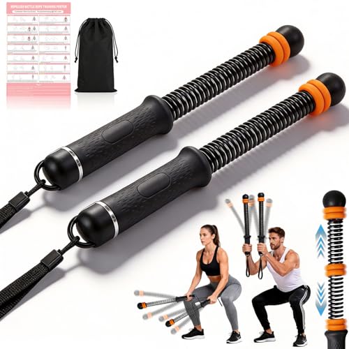 Upgrade Portable Ropeless Battle Ropes - Adjustable Weights Cordless Battle Ropes for Home Gym with Training Poster - Battle Rope Sticks Exercise Equipment for Low-Impact Workout, HIIT & Cardio