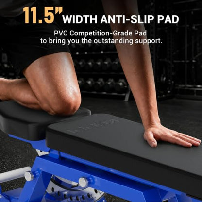 Keppi Fitness Bench6000 Weight Bench, Commercial Grade FID Workout Bench - color: Gloss Blue