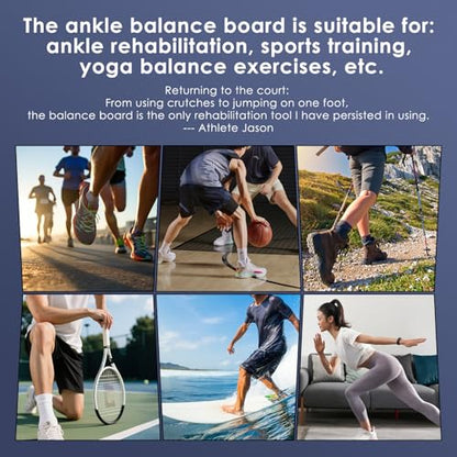 Balance Board for Foot Ankle Rehab, Physical Therapy Board for Plantar Fasciitis Ankle Sprain Achilles Pain, Single Leg Balance Trainer for Home Use with Exercise Guide