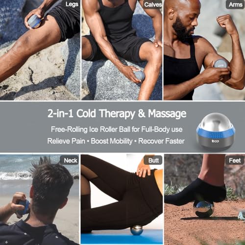 Cold Massage Roller Ball - Ice Roller Ball for Muscles Deep Tissue, Cold & Heat Therapy, Plantar Fasciitis Roller