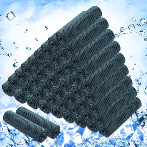 Hosuly 50 Pack Cooling Towels, 40"x12" Yoga Towels Ice Breathable Soft Chilly Sweat Rag Microfiber Workout Rags for Neck and Face for Gym Golf Sport Running(Misty Blue) - color: Misty Blue