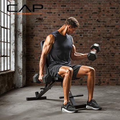 CAP Barbell Adjustable Training Utility Weight Bench | Foldable Multi-Position Incline/Flat Bench with 6 Backrest Settings, Thick Padding & 600 LB Capacity | Home Gym Workout Bench
