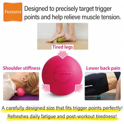 Massage Lacrosse Balls for Myofascial Release, Trigger Point Therapy,Manual Massage Balls, Muscle Knots, and Yoga Deep Tissue Massage. Set of 2 Firm Balls (Pink＆Light Pink)