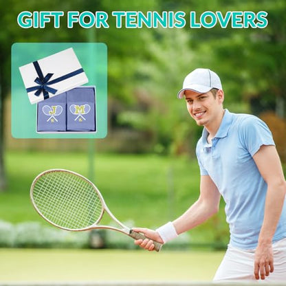 Tennis Towel,Tennis Gift for Men, Women,Lovers,13”x 43” Cotton Embroidered Tennis Towels (Blue, Initial-H) - color: Blue, size: Initial-H