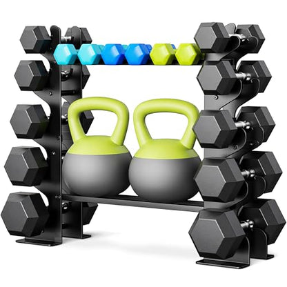 Dumbbell Rack Stand for Home Gym: Rack Only Holder for Dumbbells, Free Weights, 400LB Capacity Heavy-Duty Compact Storage Organizer