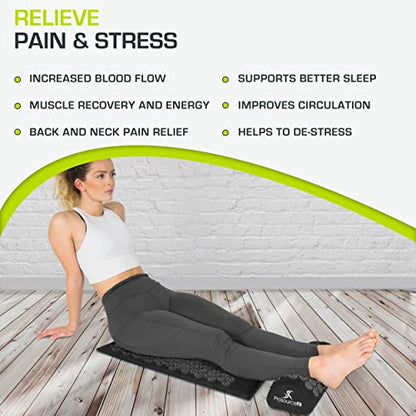 ProsourceFit Acupressure Mat and Pillow Set for Back/Neck Pain Relief and Muscle Relaxation - color: Black/Black, size: Large