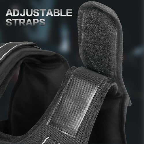 KRYLIX Adjustable Weighted Vest 0-18lbs Wide Range Adjustment Adjustable Shoulder Straps 12 Removable Iron Sand Bags Storage Pocket Reflective Strips for Running Walking Workout Training Washable for Women Woman