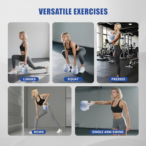 YYJO Soft Kettlebell - Shook Resistance Base Anti-Slip, Wide-Grip Handle 5/10/15 LBS Weights Strength and Safety for Women and Men Workout- Color Coded - color: 15LBS-Blue