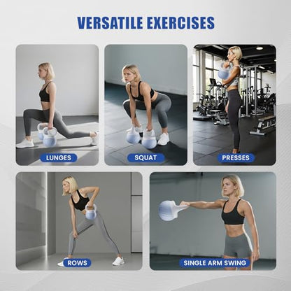 YYJO Soft Kettlebell - Shook Resistance Base Anti-Slip, Wide-Grip Handle 5/10/15 LBS Weights Strength and Safety for Women and Men Workout- Color Coded - color: 15LBS-Blue