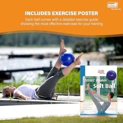 SISSEL Pilates Soft Ball Gray | 8.5 in | Phthalate- & Latex-Free PVC | for Deep Relaxation & Muscle Strengthening | 340 lbs Capacity | Includes Exercise Guide - color: Gray, size: 8.5"
