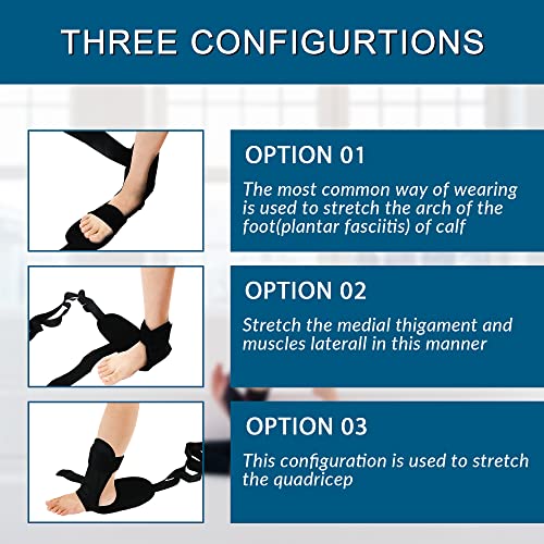 Foot Stretcher Belt, Foot Stretcher Stretch Strap for Plantar Fasciitis, Heel Spurs, Foot Drop, Achilles Tendonitis & Hamstring. Yoga Foot & Leg Stretch Strap (Black)